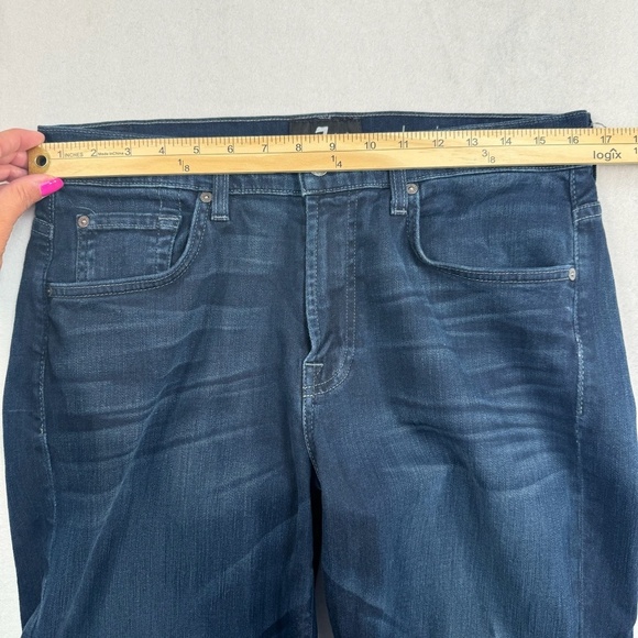 7 For All Mankind Relaxed Straight Leg Jeans Mens Size 33 Dark Blue Mid Rise - Picture 8 of 13
